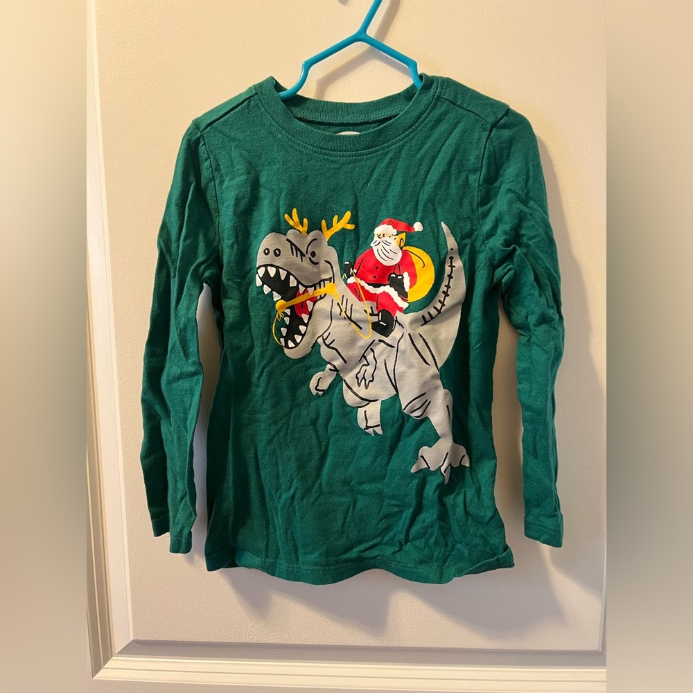 Boys Holiday Tee / Santa Riding T-Rex